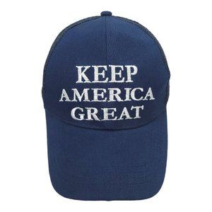 Keep America Great Mesh Snapback Cap Trucker Baseball Hat Trump 2020 Flag Blue